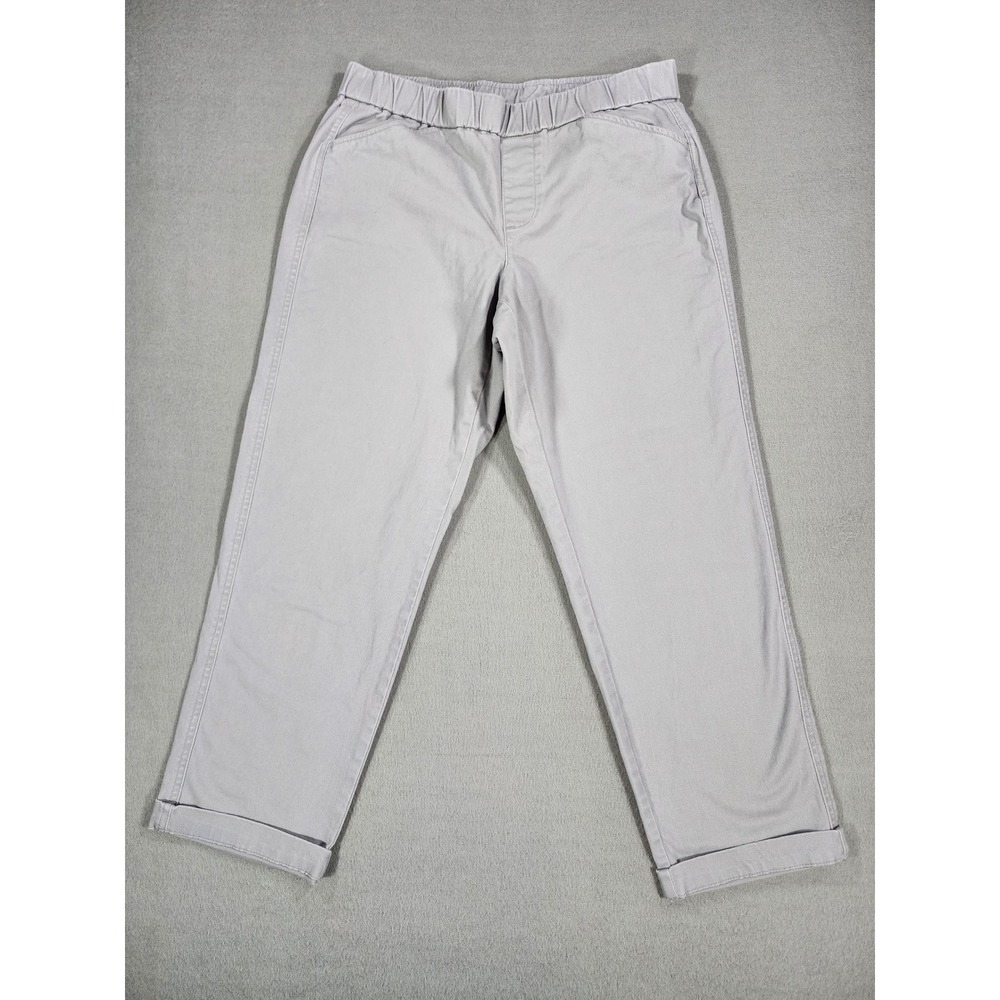 Lands' End 4P Petite Mid Rise Chino Crop Pants Capri Gray Cotton Gorpcore Causal
